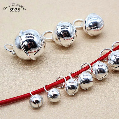 Genuine Real Pure Solid Plain 925 Sterling Silver Pendants DIY Jewelry Making Ringing Bell Necklace Bracelet Pendant Findings