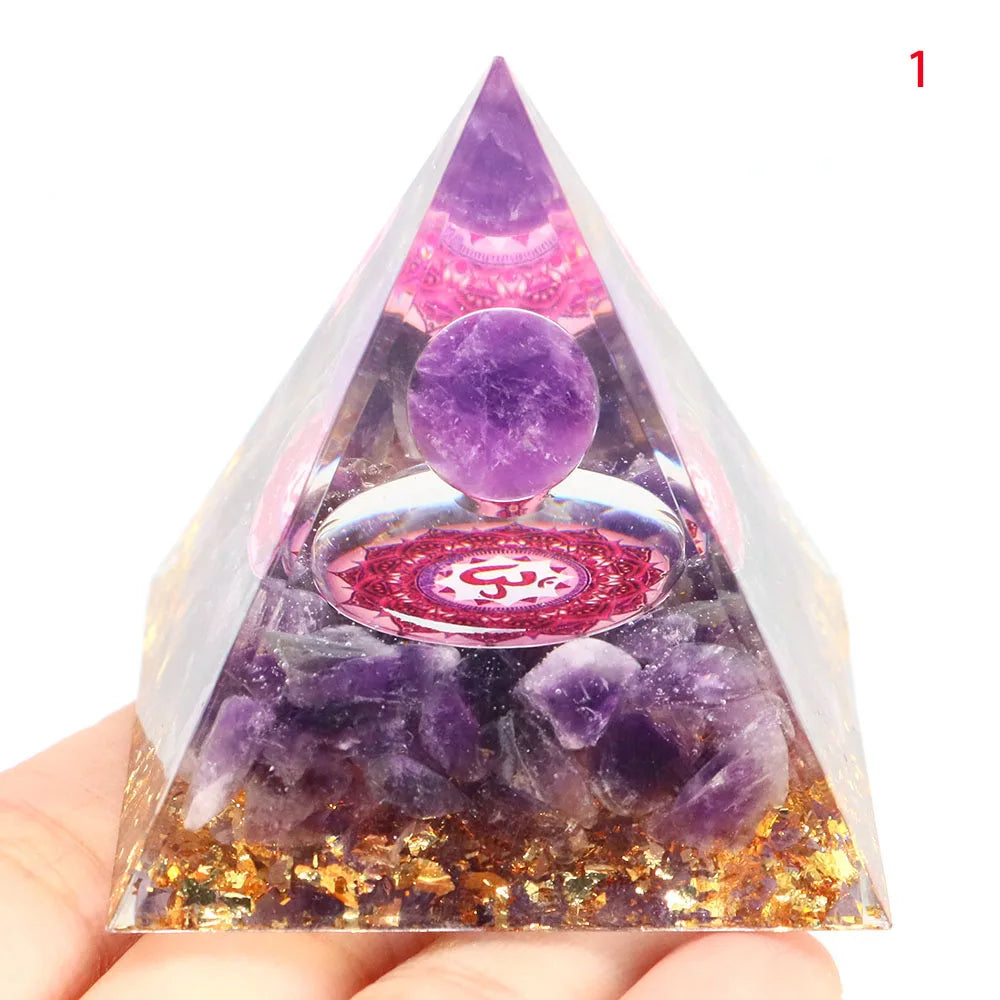 Orgonite Pyramid Natural Stone Healing Crystals Energy Generator Healing Reiki Chakra Meditation Ornament Crafts Home Decor Gift