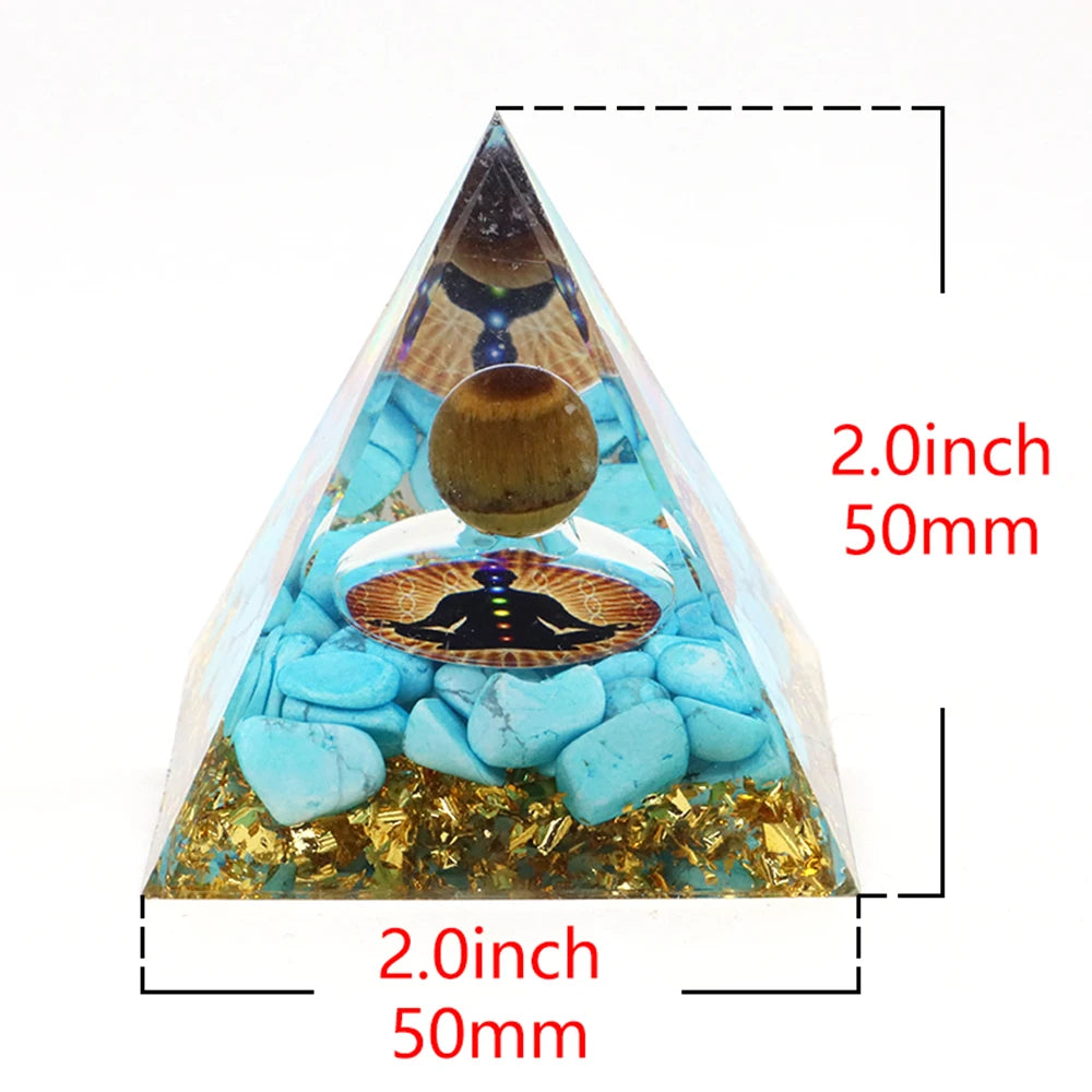 Natural Stone Energy Generator Pyramid Orgonite Peridot Amethyst Reiki Healing Crystal Chakra Resin Meditation Tool Room Decor