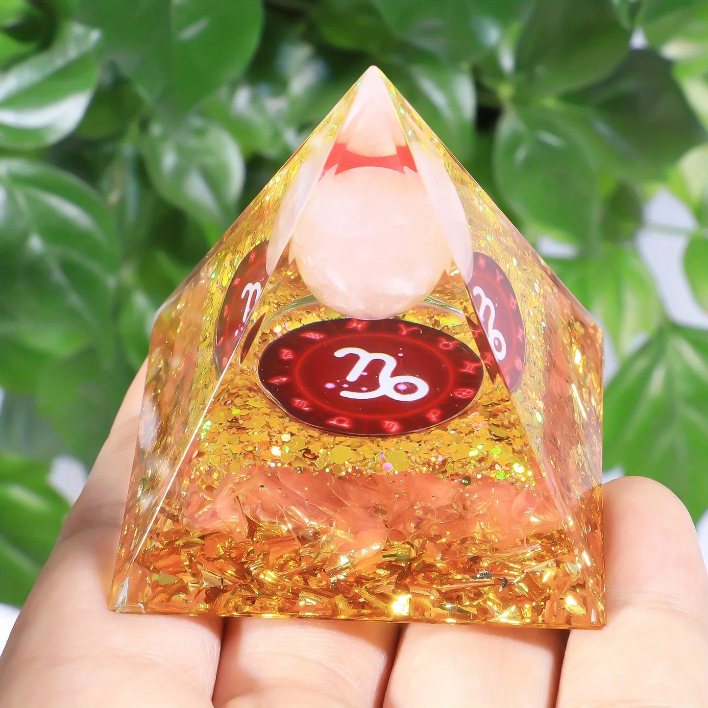 1pc Twelve Constellations Orgone Pyramid Amethyst Peridot Crystal Energy - Meditation Tool, Quartz Home Decor, Holiday Gifts