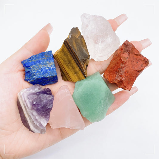 7pcs/Set Natural Raw Stones Chakra Crystal Clear Quartz Amethyst Lapis Red Jasper Crystal Healing Energy Minieral Home Decor