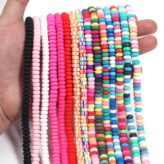 1Strand 7mm Flat Round Polymer Clay Beads Abacus Loose Spacer Beads for Jewelry Making Necklace DIY Bracelet Accessories