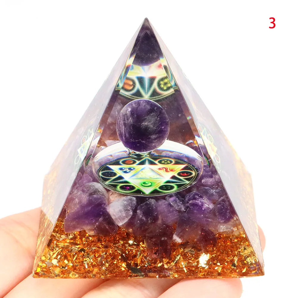 Orgonite Pyramid Natural Stone Healing Crystals Energy Generator Healing Reiki Chakra Meditation Ornament Crafts Home Decor Gift