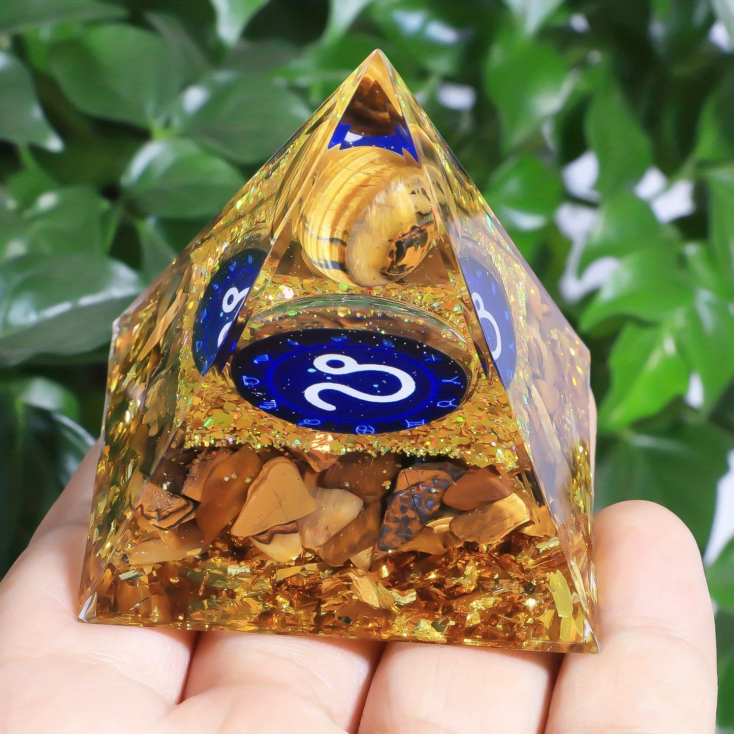 1pc Twelve Constellations Orgone Pyramid Amethyst Peridot Crystal Energy - Meditation Tool, Quartz Home Decor, Holiday Gifts